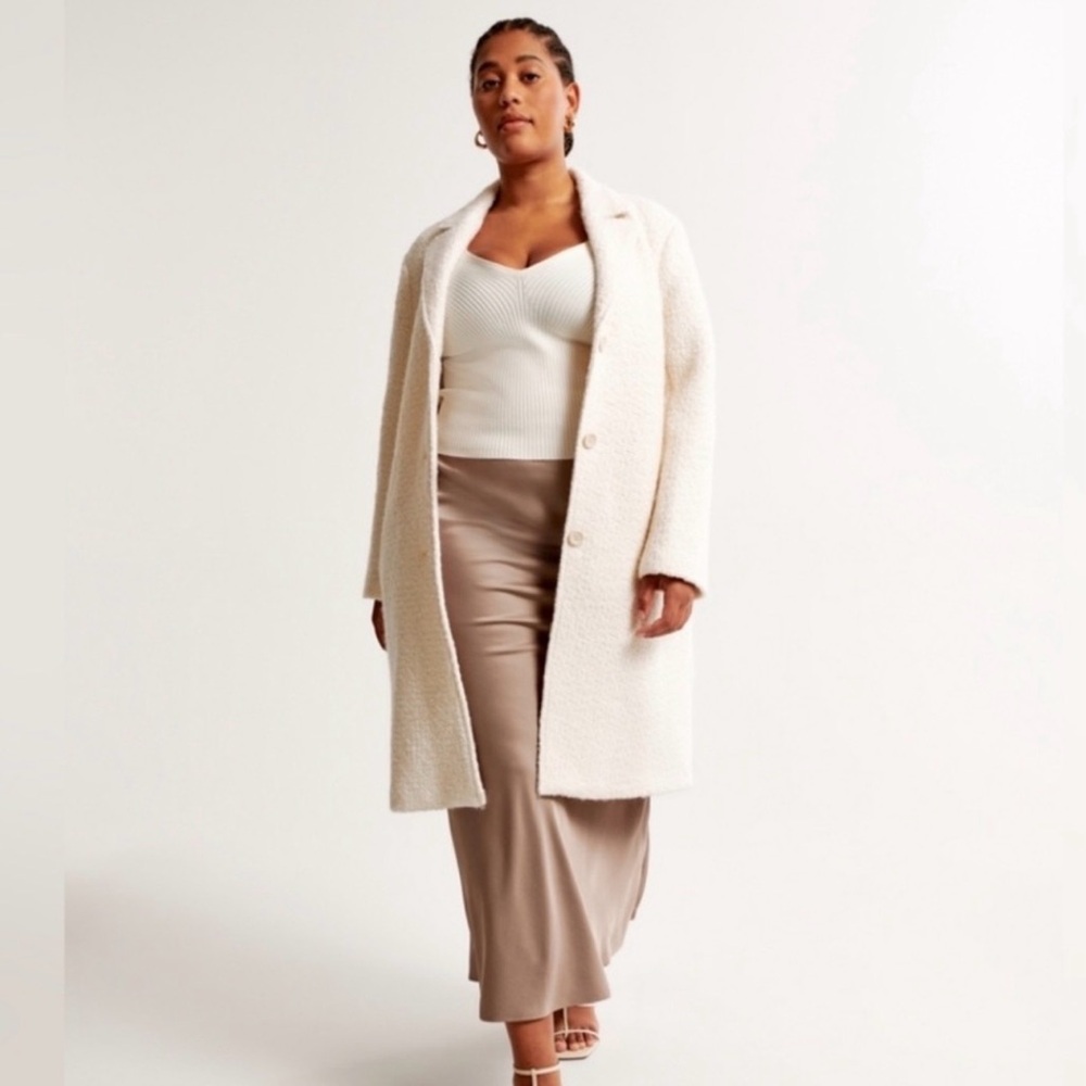 NWT Abercrombie Textured Wool Blend Dad Coat Size Small